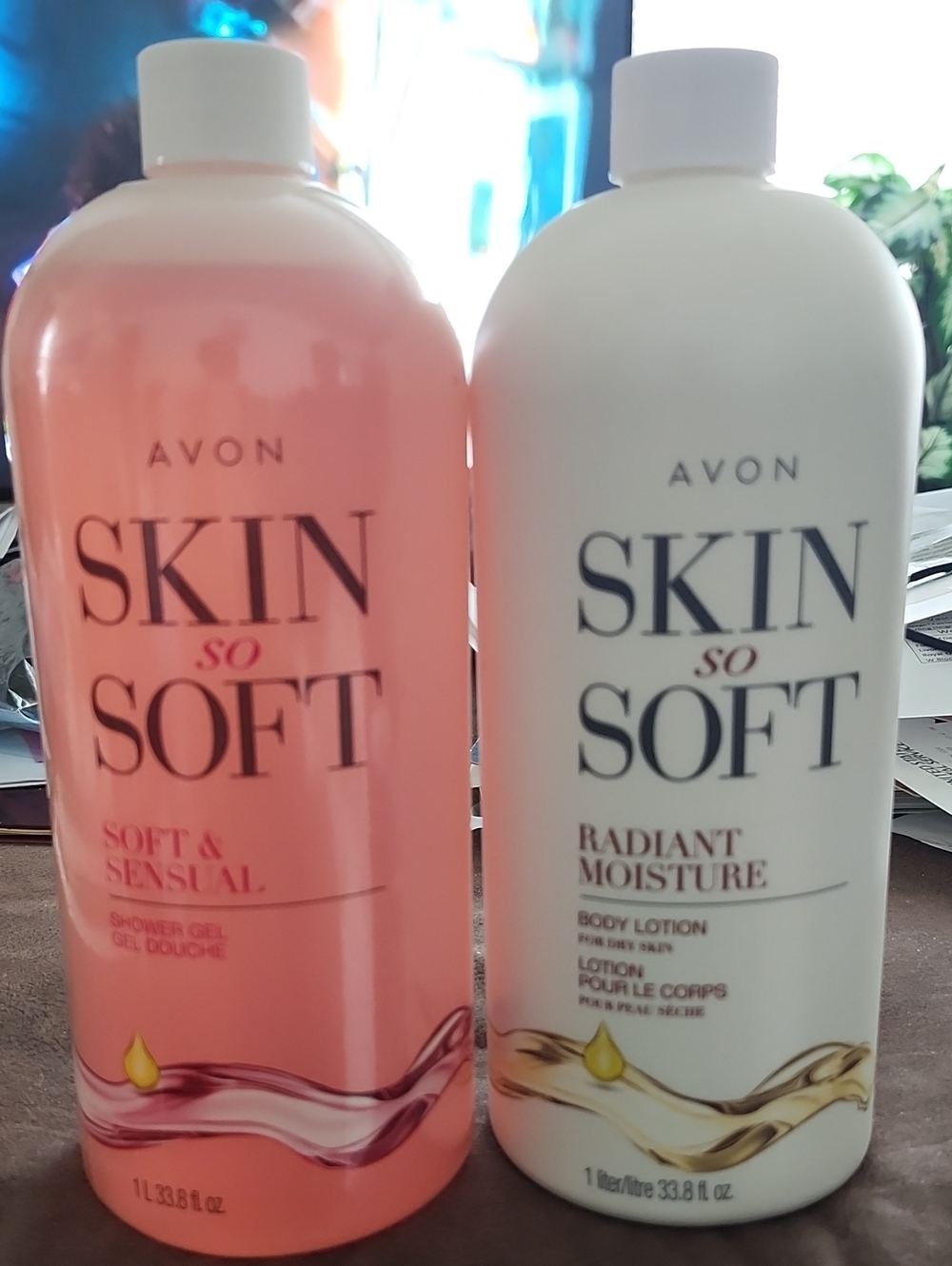 2pk BUNDLE! Avon Skin So Soft Pink & White Bath Duo *No Pump